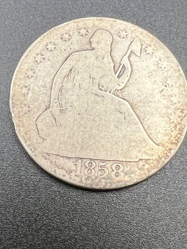 1858 seated liberty 50 cent coin silver