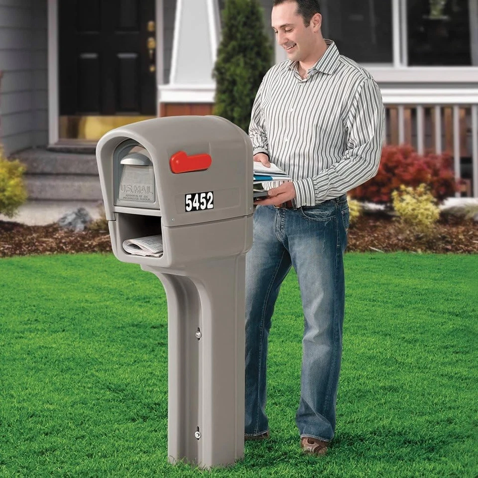 Elegant Weatherproof Mailbox with Security Features - Stone Gray Finished Beauty - Image 4 of 4