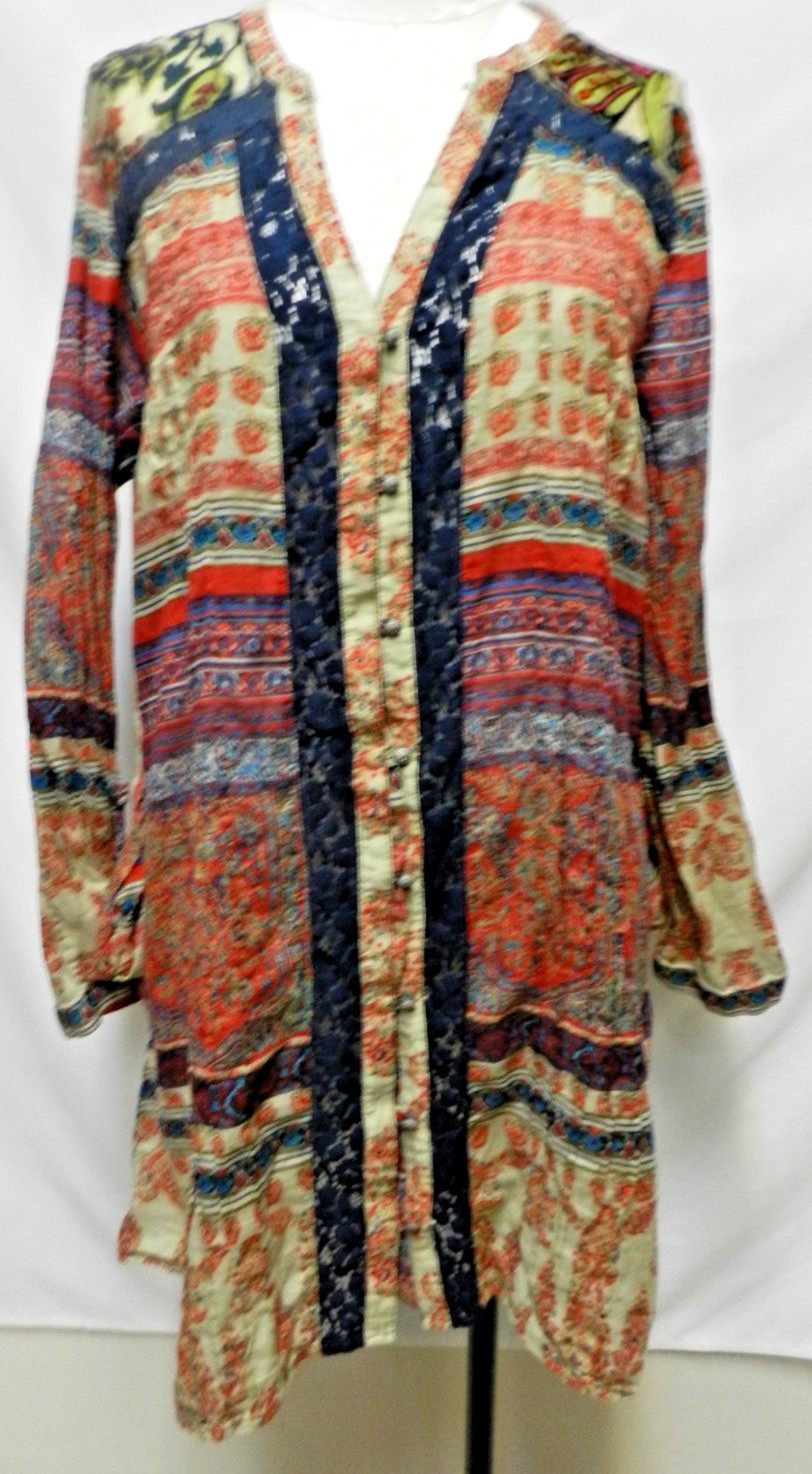 Soft Surroundings Boho patchwork button dress vel… - image 2