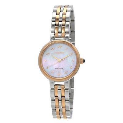 Citizen Eco Drive L Classic Pink MOP  Two Tone Stainless Ladies Watch EM0996-84Y