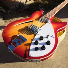 12 Strings Flame Maple Top Electric Guitar Semi Hollow Body, Single F Hole
