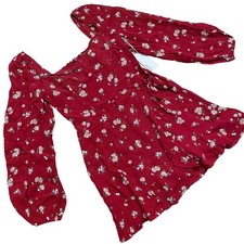 NWT Reformation Cami Long Sleeve Cassia Red Floral Mini Dress Size 8 Boho