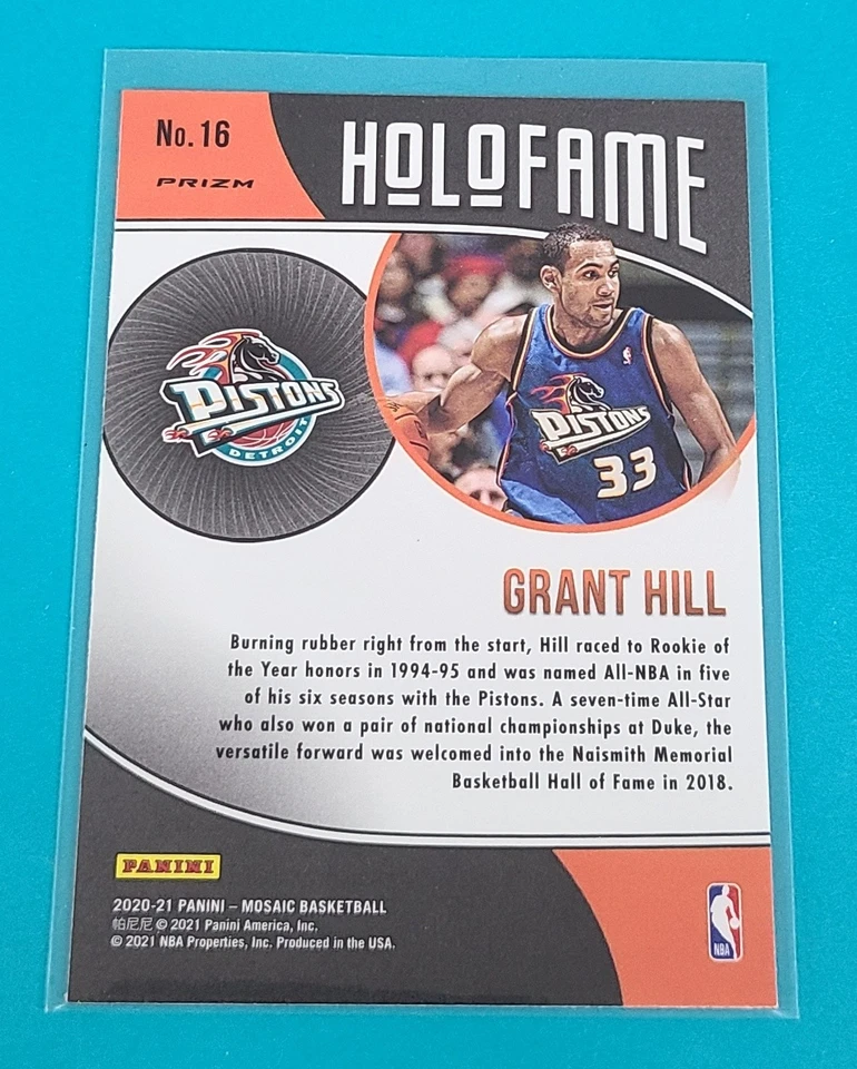 2020 Mosaic HoloFame Prizm #16 Grant Hill Detroit Pistons Basketball Card I6 - Image 2 of 2