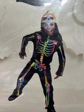 Halloween Costume Boy Or Girl Melt Skeleton, Small Glows Under Blacklight