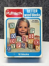 Vtg 1978 Playskool 16 Colored Letter Wood Blocks 226. Unopened