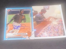 Jairo Pomares San Francisco Giants Auto Signed 2021 Bowman Sky Blue Base