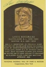 Lou Boudreau autograph HOF plaque postcard