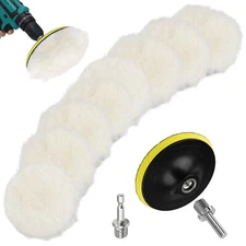 8 Pcs 5-Inch Wool Polishing Buffing Pads Kit, Hook and Loop Car Polisher Buffer
