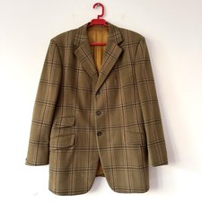 Bladen Supasax Tweed Jacket 40 R Hacking Fog Green Brown Country Check Blazer