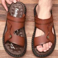 Men's Sandals Summer Soft-Soled Slip-on Flats Casual Shoes Outdoor Footwear