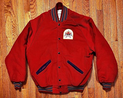 DeLONG スタジャン 46 レッド/グレー McCarthy 90s USA製 DeLONGデロング セーラーカラー メルトン ウール スタジャン