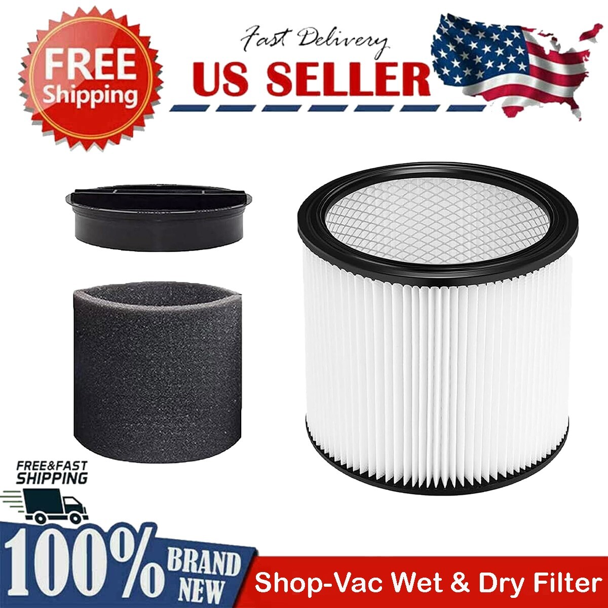 SCREENTRONICS Replacement Filter Kit For Shop-Vac – Fits 5-Gallon & Larger Wet/Dry Vacs (Filter + Foam + Lid) - View #9
