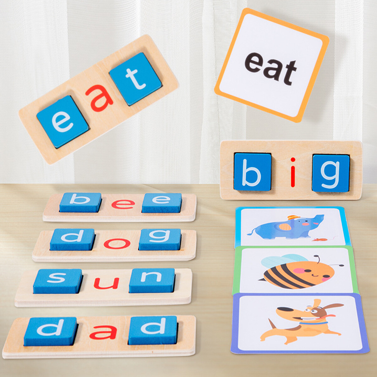 Wooden Word Spelling Games Educational CVC Spelling Games Preschool🦋 | eBay