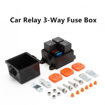 Durable 24V 3-Way Fuse Relay Box with 5-Pin 40A Relays and Fuses For