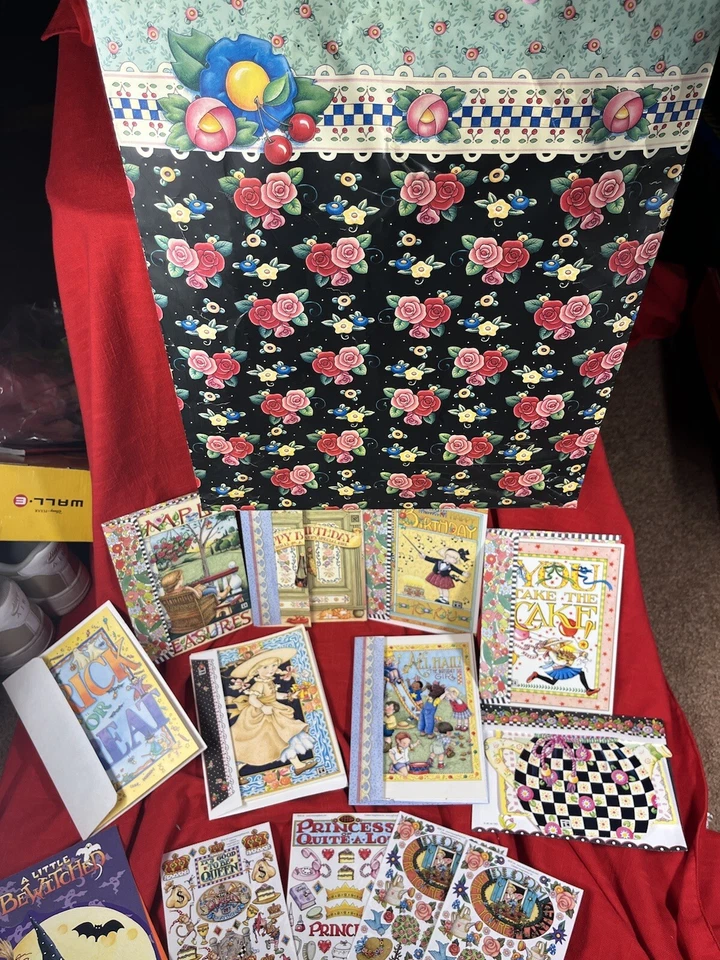 Mary Engelbreit Lot 9 Cards Envelopes Birthday Halloween Thank 4 Sticker Sheets - Image 2 of 4