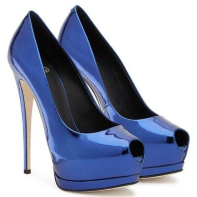Women's Platform Peep Toe Sandal Shoes High Heel Slip On Wedding Stiletto 45 46