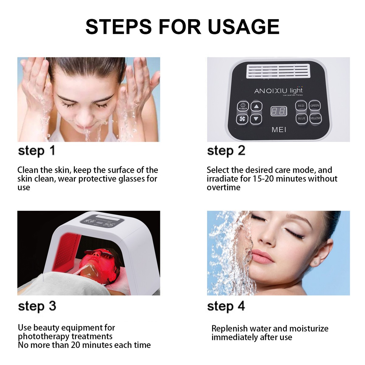 LED-Face-Mask-Light-Therapy 7 in 1 Color LED Face Mask SPA Facial