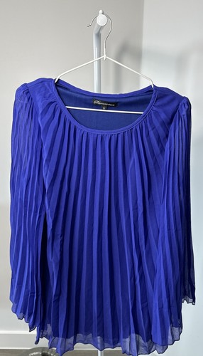 Glamorous Women Top Blue UK10 Pleated Tunic Wide Pleated Sleeves - 第 3/4 張圖片