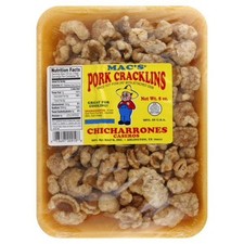 Mac's pork cracklins/chicharrones caseros fried out pork fat with skin 8oz snack