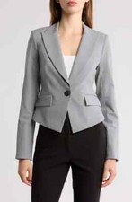NWT 748 VERONICA BEARD Hosanna Crop Dickey Jacket 4 Heather grey