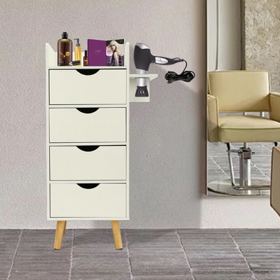Salon Hair Styling Barber Station Storage Cabinet With 4 Drawers Beauty Cupboard