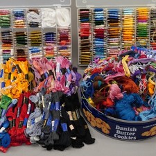 Large Lot Estate Floss Embroidery Cross Stitch Thread 175 Skeins Assorted