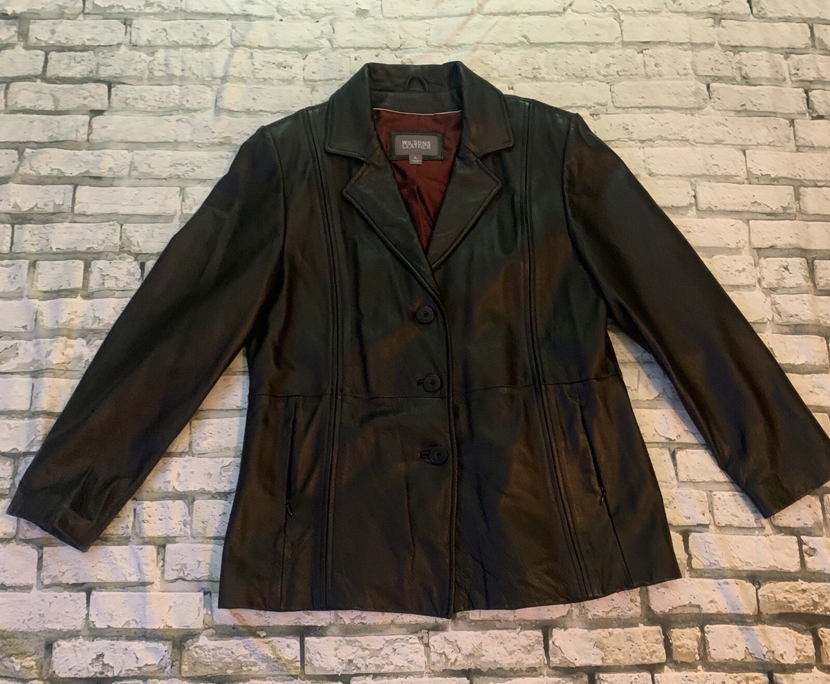 Wilson Leather Women's Leather Button Jacket Size Large UK