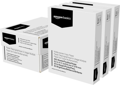 Amazon Basics Multipurpose Copy Printer Paper, 3 Reams | 1500 Sheets, White 