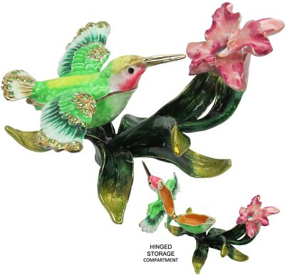 Hummingbird Jeweled Trinket Box with Austrian Crystals
