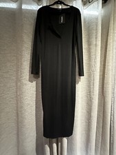 Pretty Little Thing Shape Size UK18 Midi Black Dress Button Front Ribbed Look