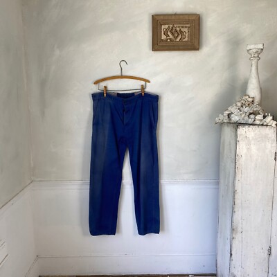 Vintage French work chore pants blue farmers 1920s trousers 40