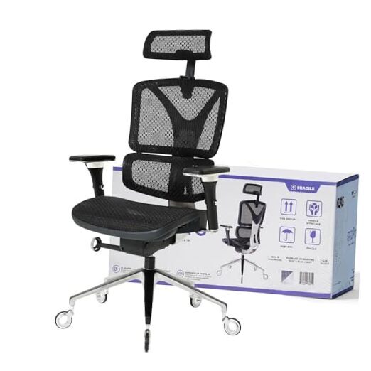 Ergonomic Office Chair Lumbar Support Aluminum Alloy Backrest, Big and Black-image