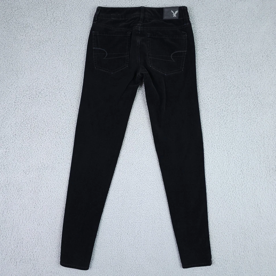 American Eagle Jeans Womens 2 Black Corduroy Jegging Soft Whale Stretch Low Rise - Image 2 of 4