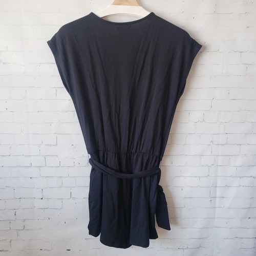 Z Supply Claret Surplice Romper Size S Black Stretch Knit Belted Short Sleeve - Picture 10 of 12