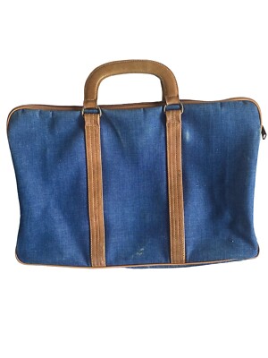 1960s Vintage Levi's Denim Flat Tote Bag Purse Leather Label