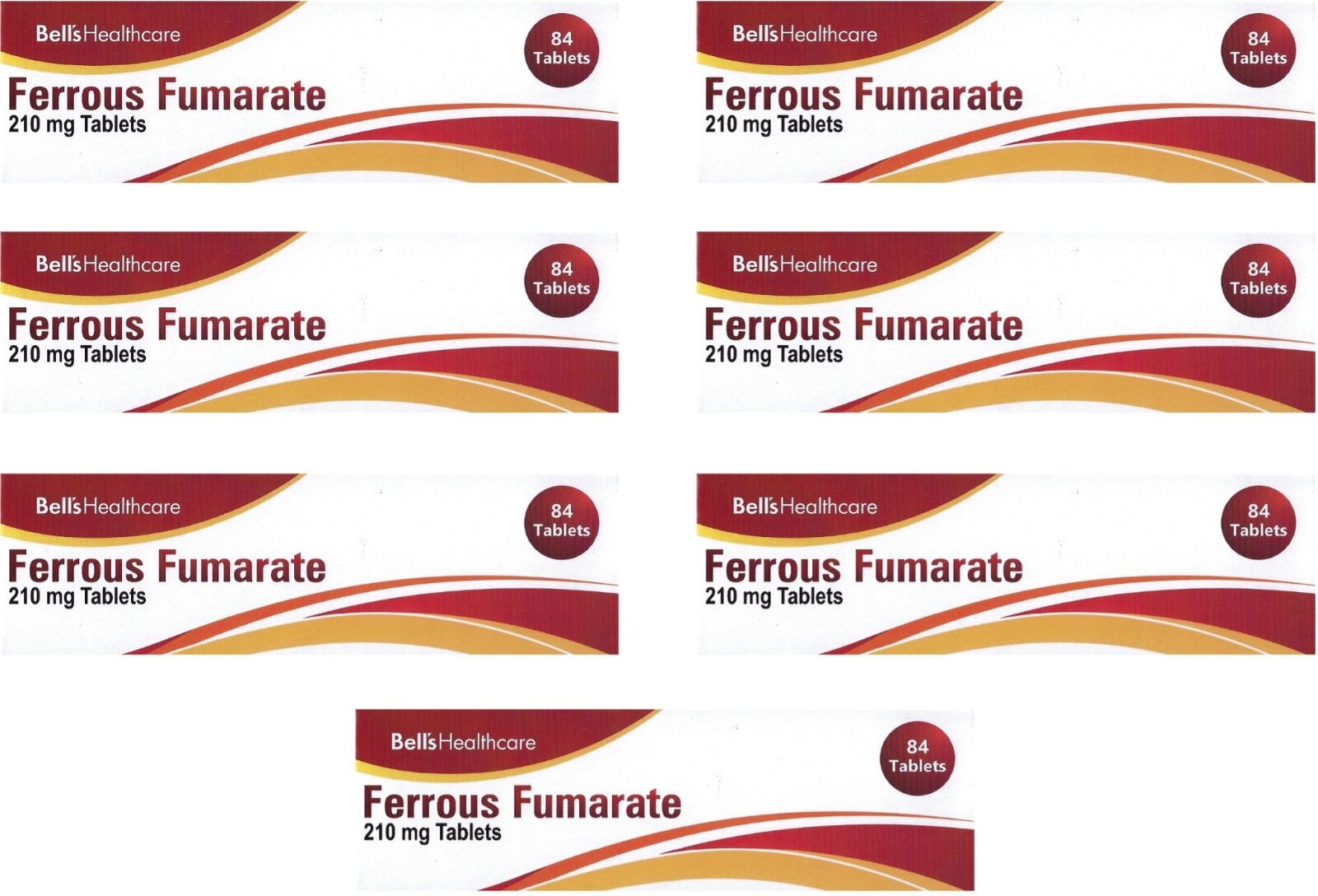 7 x FERROUS FUMARATE 210mg Iron Tablets (84 pack)  - (BELL'S HEALTHCARE)