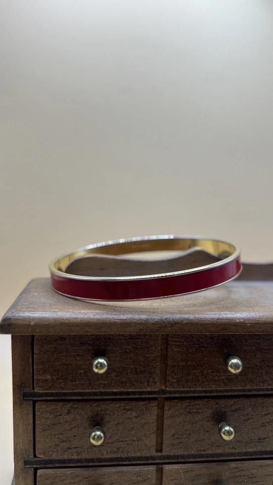 Brazalete Brazalete Vintage Monet Clásico Tono Dorado Esmalte Rojo Foto 3 de 4