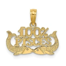 Real 10kt Yellow Gold 100% PISCES Zodiac Charm Pendant horoscope sign