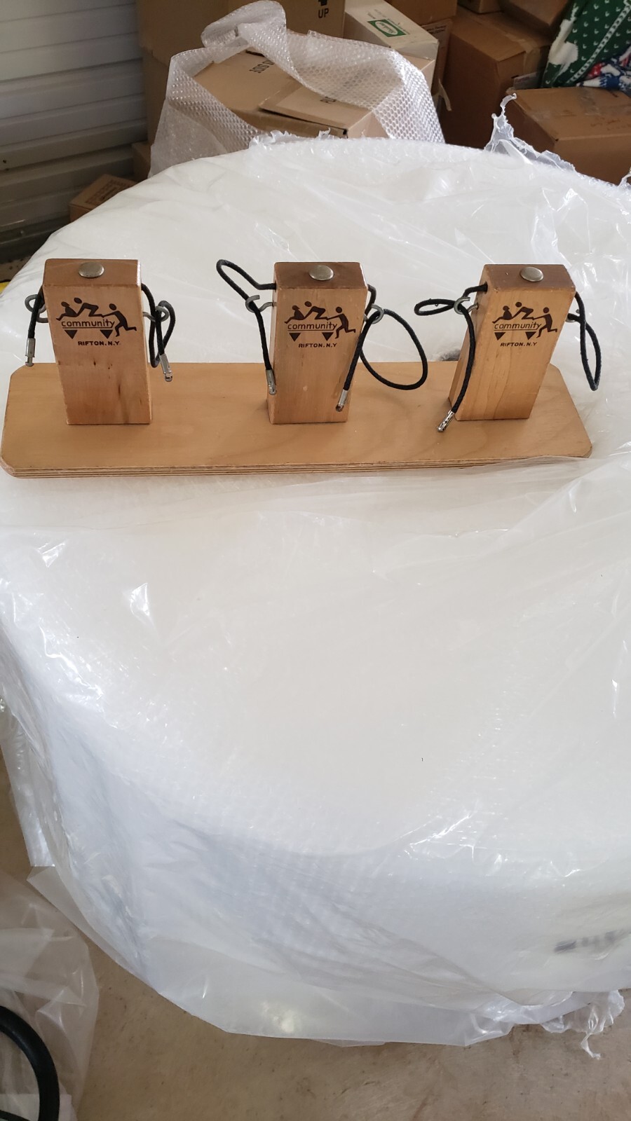 VINTAGE MCM COMMUNITY PLAYTHINGS RIFTON NY WOOD TOY 3 GAS PUMPS STATION