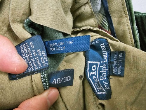 HOT VTG Men's POLO RALPH LAUREN @ PRESTON GREEN CORDUROY PANTS 40x30 (Fit 38x30) - Picture 5 of 14