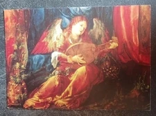 vtg art postcard Albrecht DURER Feast of Rose Garlands detail painting unposted