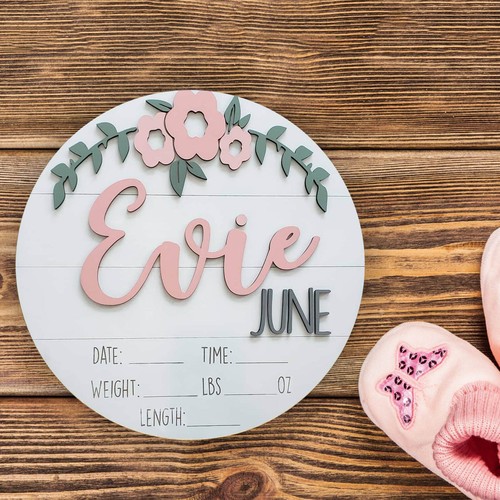 Wooden Newborn Welcome Sign Baby Announcement Sign For Infant Arrival - Picture 7 of 26