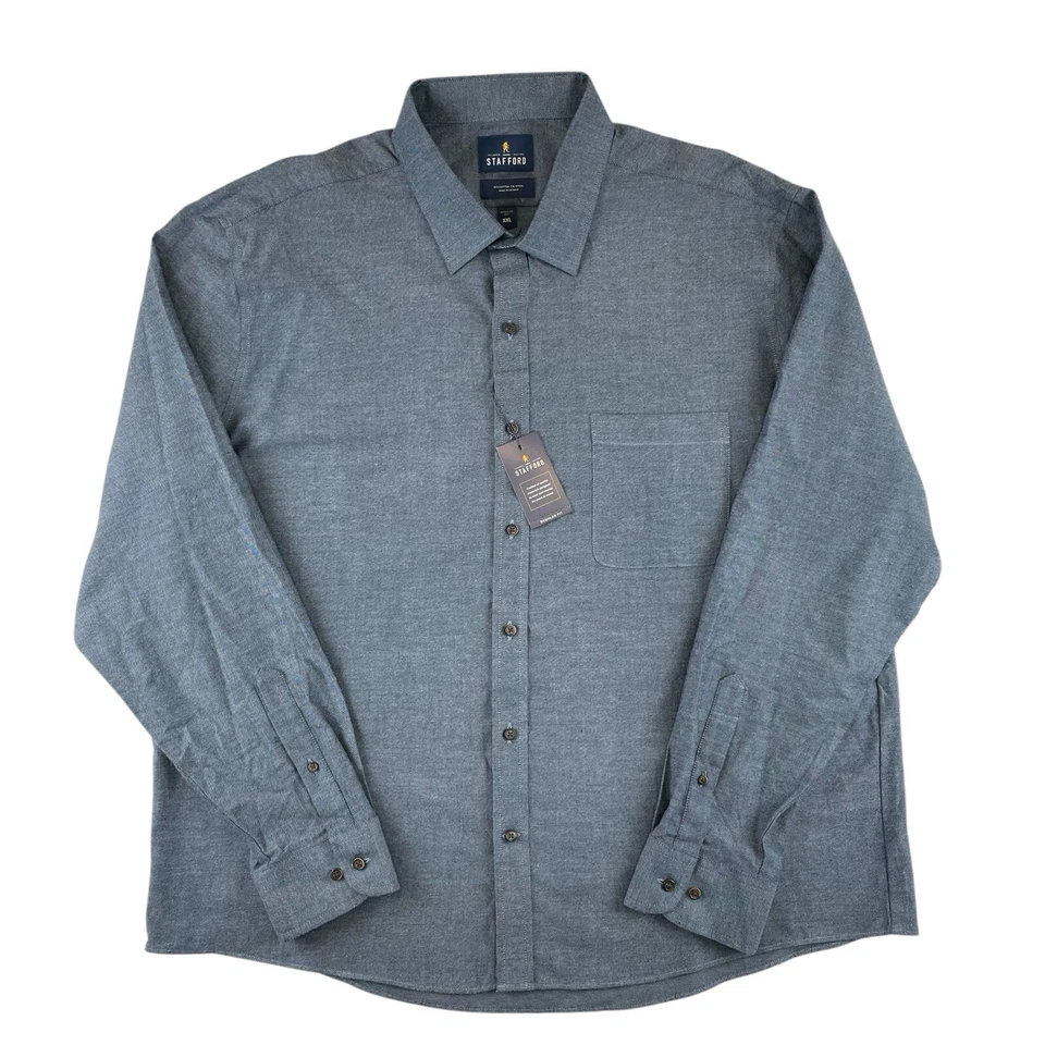 NWT Stafford Shirt Mens 2XL Blue Soft Wool Blend Long Sleeve Outdoor Workwear - Изображение 2 из 4
