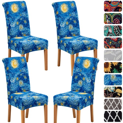 4/6pcs dining room chair cover elastic printed decorative protective cover - Picture 36 of 46