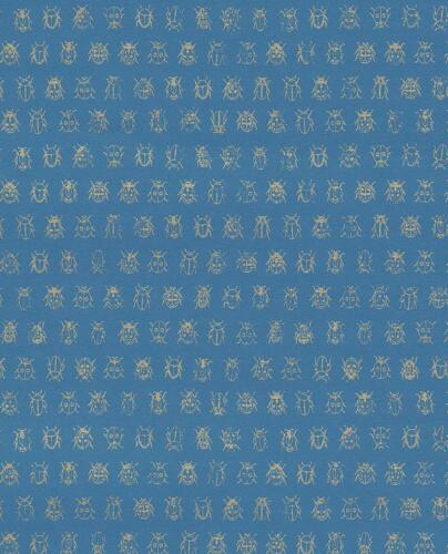 Eijffinger Tapete 375036 Pip Studio 4 Blue Gold Beetle Scarab Fleece Wallpaper - Photo 1/3