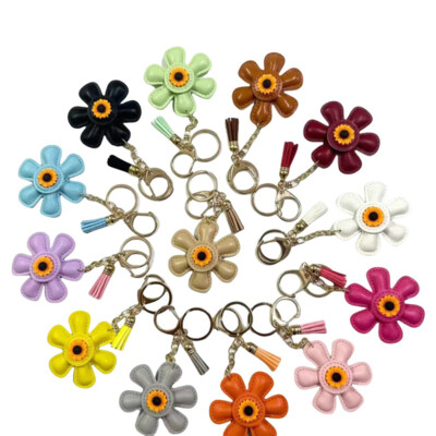 Creative Sunflower Bag Charm Keychain mode PU Leather Pendant Key Ring-w
