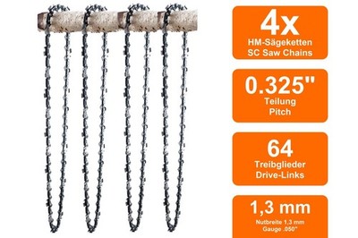 4 Sägeketten passend für McCulloch XTREME 3.0 | 38cm 0.325 64TG 1,3mm