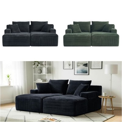 Loveseat Lounge Sofa Chair Sectional Double Chaise Lounge Corduroy Lazy Couch