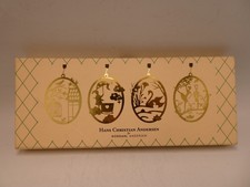VINTAGE CHRISTMAS DECORATIONS HANS CHRISTIAN ANDERSEN GOLD PLATE CUTOUT ORNAMENT