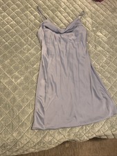 Urban Outfitters Dress Blue Slip Satin Adjustable Strap Cowl Neck Y2K